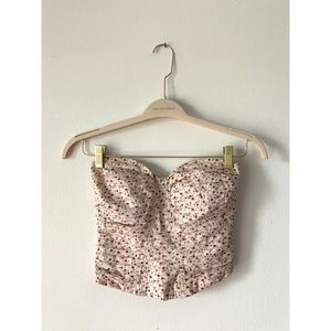 silence + noise Rose Print Corset Bustier Crop Top